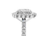 White gold Radiant Halo Diamond Ring with Pavé Band and Prong Setting_46
