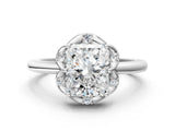 White gold Radiant Halo Diamond Ring with Round Cluster Setting, Solitaire Band, and Four-Prong Setting_51