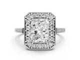 White gold Radiant Halo Diamond Ring with Split Shank and Four-Prong Setting_55