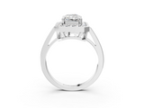 White gold Radiant Halo Diamond Ring with Split Shank and Four-Prong Setting_58