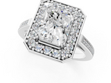 White gold Radiant Halo Diamond Ring with Split Shank and Four-Prong Setting_60