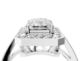White gold Radiant Halo Diamond Ring with Split Shank and Four-Prong Setting_63