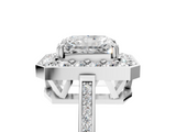 White gold Radiant Halo Diamond Ring with Split Shank and Four-Prong Setting_64