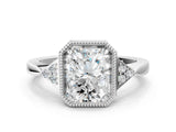White gold Radiant Halo Diamond Ring with Tapered Band and Four-Prong Setting_15
