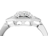 White gold Radiant Halo Diamond Ring with Tapered Band and Four-Prong Setting_19
