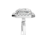 White gold Radiant Halo Diamond Solitaire with Pavé Band and Four-Prong Setting_111