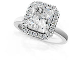 White gold Radiant Halo Diamond Solitaire with Pavé Band and Four-Prong Setting_112
