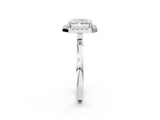 White gold Radiant Halo Diamond Solitaire with Pavé Band and Four-Prong Setting_113