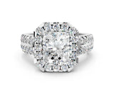 White gold Radiant Halo Diamond Split Shank Engagement Ring with Prong Setting_87