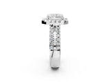 White gold Radiant Halo Diamond Split Shank Engagement Ring with Prong Setting_89
