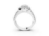 White gold Radiant Halo Diamond Split Shank Engagement Ring with Prong Setting_90