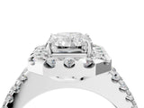 White gold Radiant Halo Diamond Split Shank Engagement Ring with Prong Setting_91