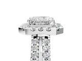White gold Radiant Halo Diamond Split Shank Engagement Ring with Prong Setting_92