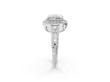 White gold Radiant Halo Diamond Split Shank Ring with Milgrain Detail_51