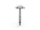 White gold Radiant Halo Milgrain Pave Diamond Ring with Four-Prong Setting 2