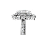 White gold Radiant Halo Milgrain Pave Diamond Ring with Four-Prong Setting 5