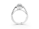 White gold Radiant Halo Milgrain Solitaire with Bezel Set Side Stones and Pave Band_35