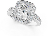 White gold Radiant Halo Pavé Diamond Engagement Ring with Bezel Setting_21