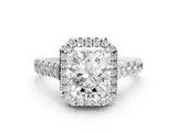 White gold Radiant Halo Pavé Diamond Engagement Ring with Four-Prong Setting_26