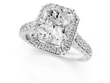 White gold Radiant Halo Pavé Diamond Engagement Ring with Four-Prong Setting_26