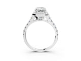 White gold Radiant Halo Pavé Diamond Engagement Ring with Four-Prong Setting_28