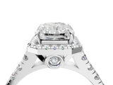 White gold Radiant Halo Pavé Diamond Engagement Ring with Four-Prong Setting_29