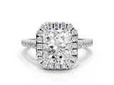 White gold Radiant Halo Pavé Diamond Engagement Ring with Four-Prong Setting_3