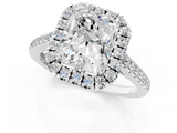 White gold Radiant Halo Pavé Diamond Engagement Ring with Four-Prong Setting_4