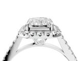 White gold Radiant Halo Pavé Diamond Engagement Ring with Four-Prong Setting_7