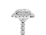 White gold Radiant Halo Pavé Diamond Engagement Ring with Four-Prong Setting_8