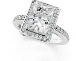 White gold Radiant Halo Pave Band Solitaire Ring with Prong Setting_67