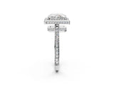 White gold Radiant Halo Pave Band Solitaire Ring with Prong Setting_68