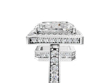 White gold Radiant Halo Pave Band Solitaire Ring with Prong Setting_71