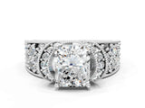 White gold Radiant Halo Pave Diamond Engagement Ring with Milgrain Detailing_47