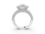 White gold Radiant Halo Pave Diamond Engagement Ring with Milgrain Detailing_49