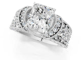White gold Radiant Halo Pave Diamond Engagement Ring with Milgrain Detailing_49