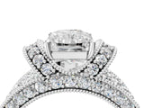 White gold Radiant Halo Pave Diamond Engagement Ring with Milgrain Detailing_50