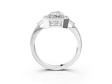 White gold Radiant Halo Round Diamond Milgrain Pave Engagement Ring_12