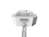 White gold Radiant Halo Round Diamond Milgrain Pave Engagement Ring_14