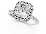 White gold Radiant Halo Round Diamond Pavé Band Four-Prong Ring_4