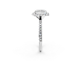White gold Radiant Halo Round Diamond Pavé Band Four-Prong Ring_5
