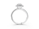 White gold Radiant Halo Round Diamond Pavé Band Four-Prong Ring_6
