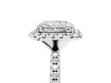 White gold Radiant Halo Round Diamond Pavé Band Four-Prong Ring_8