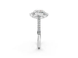 White gold Radiant Halo Round Diamond Pave Band with Four-Prong Setting_40