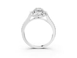 White gold Radiant Halo Round Diamond Pave Band with Four-Prong Setting_41