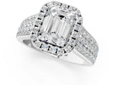 White gold Radiant Halo Round Diamond Pave Band with Prong Setting 2
