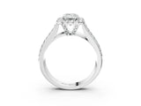 White gold Radiant Halo Round Diamond Pave Band with Prong Setting 4