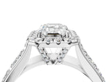 White gold Radiant Halo Round Diamond Pave Band with Prong Setting 5