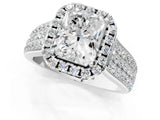 White gold Radiant Halo Round Diamond Pave Band with Prong Setting_14