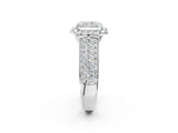 White gold Radiant Halo Round Diamond Pave Band with Prong Setting_15